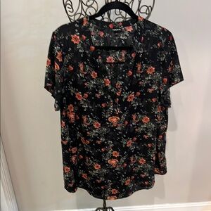 Torrid Black and Orange Buttoned Blouse